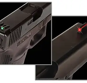 TruGlo TG131G1 Fiber-Optic  Low Red Fiber Optic Front/Green Fiber Optic Rear/Black Nitride Fortress Frame, Compatible w/Most Glock Except MOS, Front Post/Rear Dovetail Mount