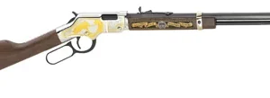 Henry H004MS2 Golden Boy Military Service Tribute 2 Full Size 22 Short, 22 Long, 22 LR, 16 LR/21 Short, 20" Blued Barrel, Nickel-Plated Metal Finish & American Walnut Stock Right Hand