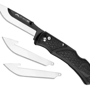 Outdoor Edge OX30C Onyx Lite 3" Folding Plain 420J2 Stainless Steel Blade Black Trimond Textured Polymer Handle