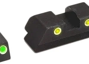 AmeriGlo GL121 Classic Tritium Sight for Glock  Black | Green Tritium with White Outline Front Sight  Yellow Tritium with White Outline Rear Sight Set
