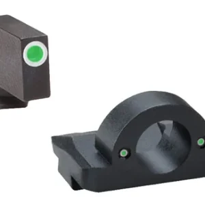 AmeriGlo GL126 Ghost Ring Sight Set for Glock  Black | Green Tritium with White Outline Front Sight Green Tritium Rear Sight