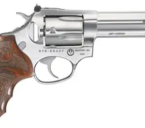 Ruger 5782 SP101 Match Champion 357 Mag  4.20" Barrel 5rd Triple-Locking Cylinder, Gloss Stainless Steel, Altamont Stippled/Checkered   Hardwood Grip, Transfer Bar Safety
