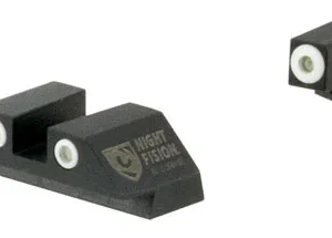 Night Fision GLK001003WGZ Tritium Sight Set  Fixed White Ring Front/Black Ring Rear Black Frame Compatible w/Glock 17/19/34 Front Post/Rear Dovetail Mount