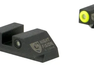 Night Fision GLK001003YGZ Tritium Sight Set  Fixed Yellow Ring Front/Black Ring Rear/Black Frame, Compatible w/Glock 17/19/34 Front Post/Rear Dovetail Mount