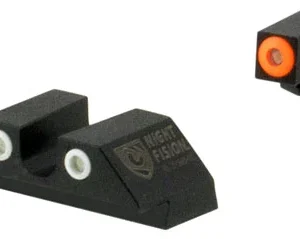 Night Fision GLK001007OGZ Tritium Night Sights For Glock  Black | Green Tritium Orange Ring Front Sight Green Tritium White Ring Rear Sight