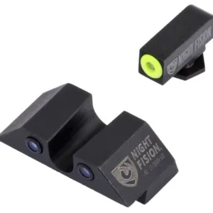 Night Fision GLK001007YGZ Tritium Night Sights For Glock  Black | Green Tritium Yellow Ring Front Sight Green Tritium Black Ring Rear Sight