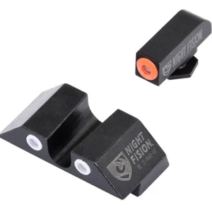 Night Fision GLK003007OGW Tritium Sight Set  U-Notch Rear, Orange Ring Tritium Front/White Ring Tritium Rear/Black Frame, Compatible w/Glock 42/43/43X Front Post/Rear Dovetail Mount