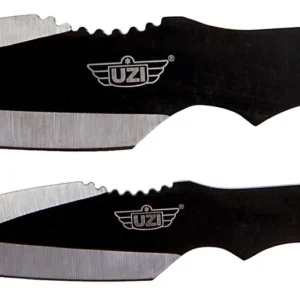 Uzi Accessories UZKTRW002 Throwing Knives  Fixed Spear Point Plain Black Stainless Steel Blade Black Stainless Steel Handle Includes