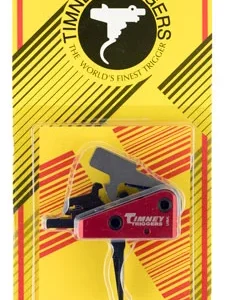 Timney Triggers 662SST Targa Short Trigger  Two-Stage Straight Trigger with 2 lbs Draw Weight & Black/Red Finish for AR-Platform