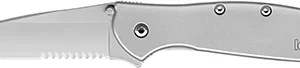 Kershaw 1660ST Leek  3" Folding Drop Point Part Serrated Bead Blasted 14C28N Steel Blade Bead Blasted 410 Stainless Steel Handle Includes Pocket Clip