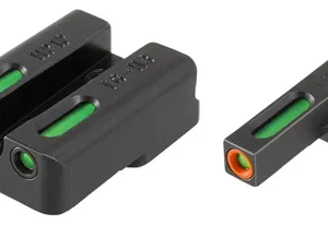 TruGlo TG13HP1PC TFX Pro  Black | Green Tritium & Fiber Optic Orange Outline Front Sight Green Tritium & Fiber Optic Rear Sight