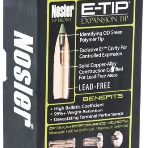 Nosler 59765 E-Tip  6.5 Creedmoor .264 120 gr Spitzer/ 50 Per Box