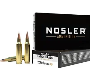 Nosler 60162 Match Grade RDF 22 Nosler 85 gr RDF Hollow Point Boat Tail 20 Per Box/ 10 Case