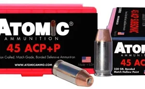Atomic Ammunition 00433 Pistol Precision Craft 45 ACP +P 230 gr Bonded Match Hollow Point 50 Per Box/ 10 Case