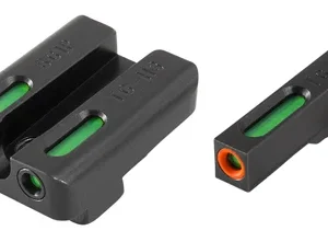 TruGlo TG13SG2PC TFX Pro  Black | Green Tritium & Fiber Optic Orange Outline Front Sight Green Tritium & Fiber Optic Rear Sight