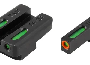 TruGlo TG13WA1PC TFX Pro  Black | Green Tritium & Fiber Optic Orange Outline Front Sight Green Tritium & Fiber Optic Rear Sight