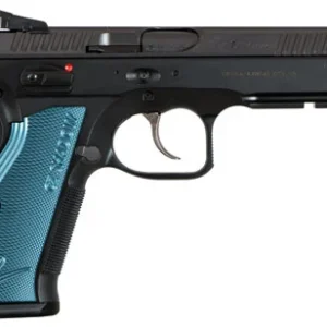 CZ-USA 91257 Shadow 2  SA/DA 9mm Luger 4.89" 17+1 Overall Black Nitride Finish with Inside Railed  Steel Slide, Blue Aluminum Grip, Non-Tilted Barrel & Picatinny Rail