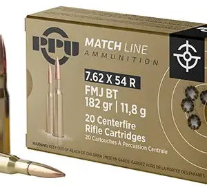 PPU PPM7 Match  7.62x54mmR 182gr Full Metal Jacket 20 Per Box/10 Case