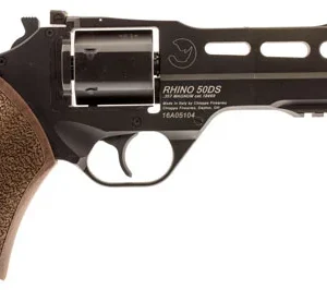 Chiappa Firearms 340220 Rhino 50DS  Small Frame 357 Mag 6 Shot, 5" Black Anodized Steel Vent Rib Barrel, Blued Steel Cylinder, Black Anodized Aluminum Frame, Walnut Grip, Concealed Hammer