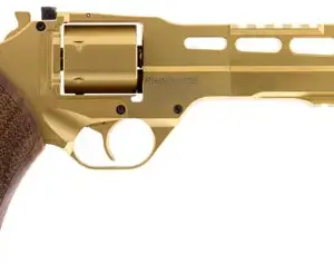 Chiappa Firearms 340225 Rhino 60DS  Medium Frame 357 Mag 6 Shot, 6" Gold Plated PVD Steel Vent Rib Barrel & Cylinder, Gold Plated PVD Aluminum Frame,  Walnut Grip, Concealed Hammer