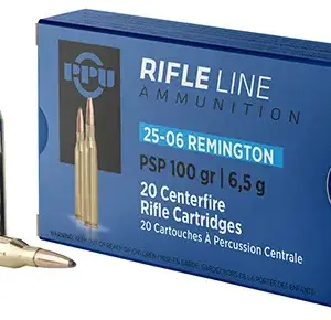 PPU PP2506P Standard Rifle  25-06Rem 100gr Pointed Soft Point 20 Per Box/10 Case