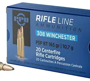 PPU PP3082 Standard Rifle  308Win 165gr Pointed Soft Point Boat Tail 20 Per Box/10 Case