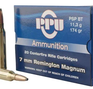 PPU PP7RM2 Standard Rifle  7mm Rem Mag 174 gr Pointed Soft Point Boat Tail 20 Per Box/ 10 Case