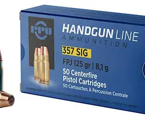 PPU PPH357S Handgun  357Sig 125gr Flat Point Jacketed 50 Per Box/20 Case