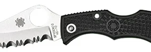 Spyderco LBKS3 Ladybug 3  1.94" Folding Modified Clip Point Serrated VG-10 SS Blade Black FRN Handle