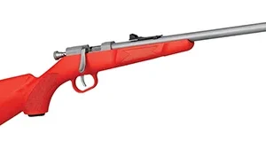 Henry H005S Mini Bolt  22 Short, 22 Long or 22 LR Caliber with 1rd Capacity, 16.25" Barrel, Stainless Steel Metal Finish & Orange Synthetic Stock Right Hand (Youth)