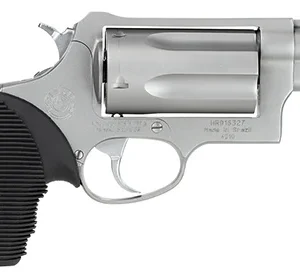 Taurus 2441039TC Judge Public Defender Small Frame 45 Colt (Long Colt)/ 410 Bore 5rd 2" Matte Stainless Steel Barrel, Cylinder & Frame, Black Ribber Grip, Transfer Bar Safety, Exposed Hammer
