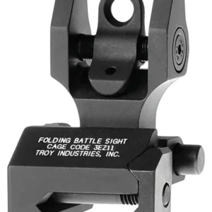 Troy Ind SSIGFBSROBT00 Rear Folding BattleSight Round  Black Hardcoat Anodized for AR-15