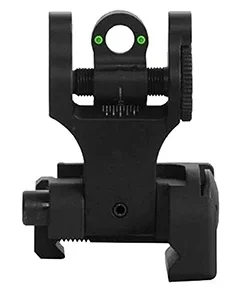 Troy Ind SSIGFBSRTBT00 Tritium Rear Folding BattleSight Round  Black Hardcoat Anodized for AR-15