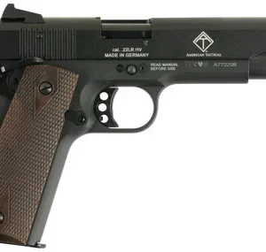 GSG GSG2210M1911 1911  22 LR 10+1 5" Threaded Barrel, Black Anodized Serrated Slide & Zinc Alloy w/Beavertail Frame, Double Diamond Walnut Grip