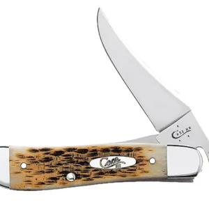 Case 0260 6 RussLock  2.70" Folding RussLock Clip Plain Mirror Polished Tru-Sharp SS Blade/Peach Seed Jigged Amber Bone Handle