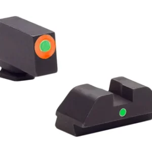 AmeriGlo GL205 i-Dot Sight set for Glock  Black | Green Tritium with Orange Outline Front Sight Green Tritium i-Dot Rear Sight