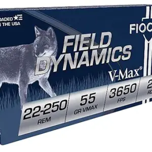 Fiocchi 22250HVD Field Dynamics  22-250Rem 55gr Hornady V Max 20 Per Box/10 Case