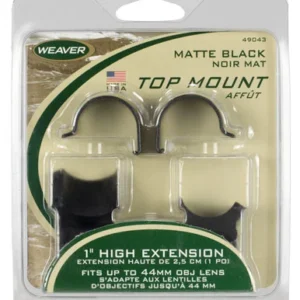 Weaver Mounts 49043 Detachable Extension Top Mount Rings  Matte Black 1" Extra High