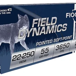 Fiocchi 22250B Field Dynamics  22-250 Rem 55 gr Pointed Soft Point 20 Per Box/ 10 Case
