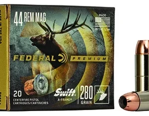Federal P44SA Premium  44 Rem Mag 280 gr Swift A Frame 20 Per Box/ 10 Case