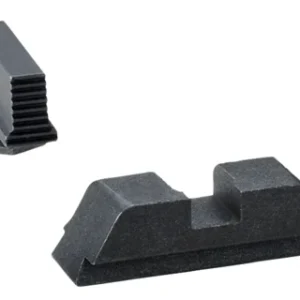 AmeriGlo GL429 Optic Compatible Sight Set for Glock  Black | XL Black with Serrated Front Sight XL Black Flat Rear Sight