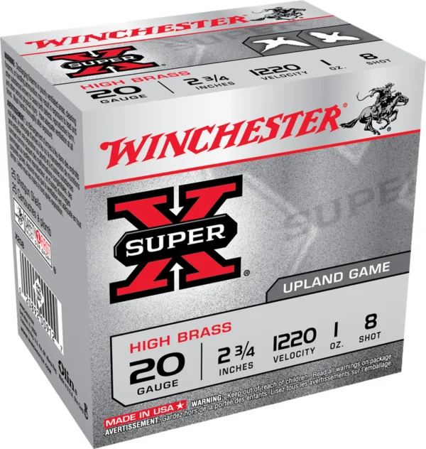 Winchester Ammo X208 Super X Heavy Game Load High Brass 20Gauge 2.75" 1oz 8Shot 25 Per Box/10 Case