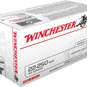 Winchester Ammo USA222502 USA  22-250Rem 45gr Jacketed Hollow Point 40 Per Box/10 Case