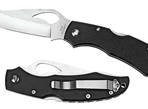 Spyderco BY03PSBK2 Byrd Cara Cara 2 Lightweight 3.75" Folding Drop Point Part Serrated 8Cr13MoV SS Blade Black  Textured FRN Handle Includes Pocket Clip