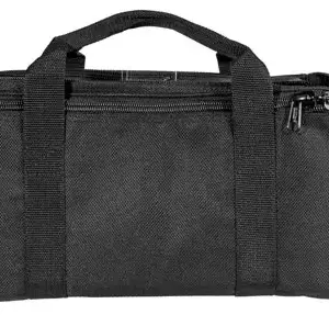 Uncle Mike's 22520 Gun Mate Range Bag made of Nylon with Black Finish, Rollup Flap with Zippers, Lockable Zipper Side Compartments & Removable Pistol Rug Holds up to 2 Handguns