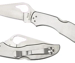 Spyderco BY04P2 Byrd Meadowlark 2 2.93" Folding Clip Point Plain 8Cr13MoV SS Blade Satin Stainless Steel Handle