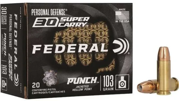 FEDERAL 30 SUPER CARRY 103GR PUNCH HP 20 RD/BX 10 BX/CS