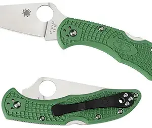 Spyderco C11FPGR Delica 4 Lightweight 2.88" Folding Drop Point Plain VG-10 SS Blade Green Bi-Directional Texturing FRN Handle Includes Pocket Clip