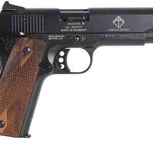 GSG GSG2210M1911CA 1911 *CA Compliant 22 LR 10+1 5" All Black Anodized Steel Barrel, Serrated Slide, Zinc Alloy w/Beavertail Frame, Double Diamond Walnut Grip
