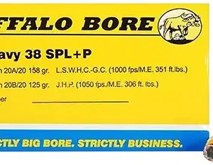 Buffalo Bore Ammunition 20B20 Heavy Strictly Business 38Special +P 125gr Jacket Hollow Point 20 Per Box/12 Case